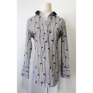 Chico’s women's equestrian ‑print blouse sz 4 Heritage luxe classic‎ rider style